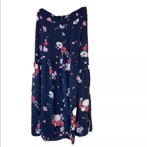 Torrid Floral Print Button Front Stretch Maxi Skirt Navy Blue Women's Size 12